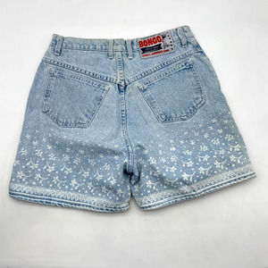 RARE Vtg 90s BONGO Light Wash High Waisted Bleach Dyed Floral Jean Shorts Sz 11